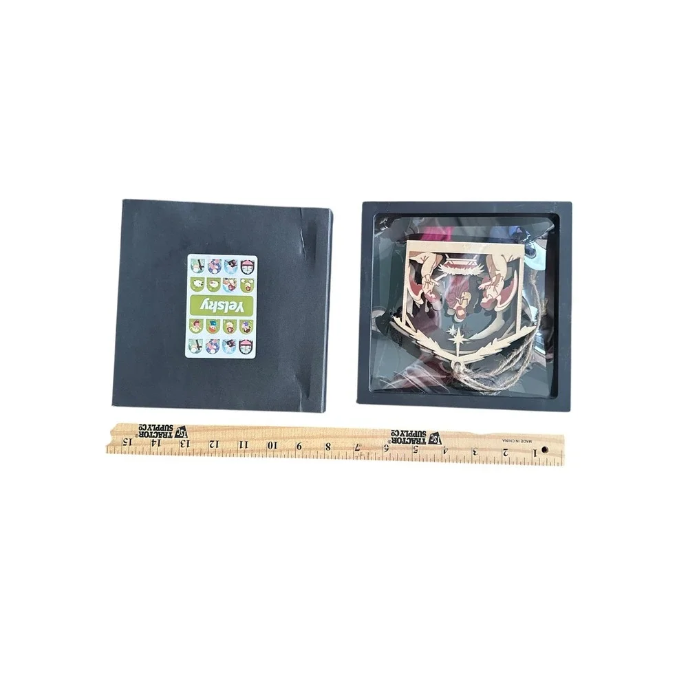 Yelsky Wooden Nativity Scene 3D Layered Christmas‎ Ornament in Shadow Box Frame